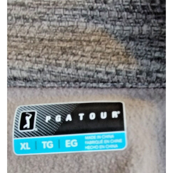 PGA Tour Men's Quarter Zip Gray Pullover Golf Shirt Size XL Fleece Logo Pockets - Picture 10 of 11